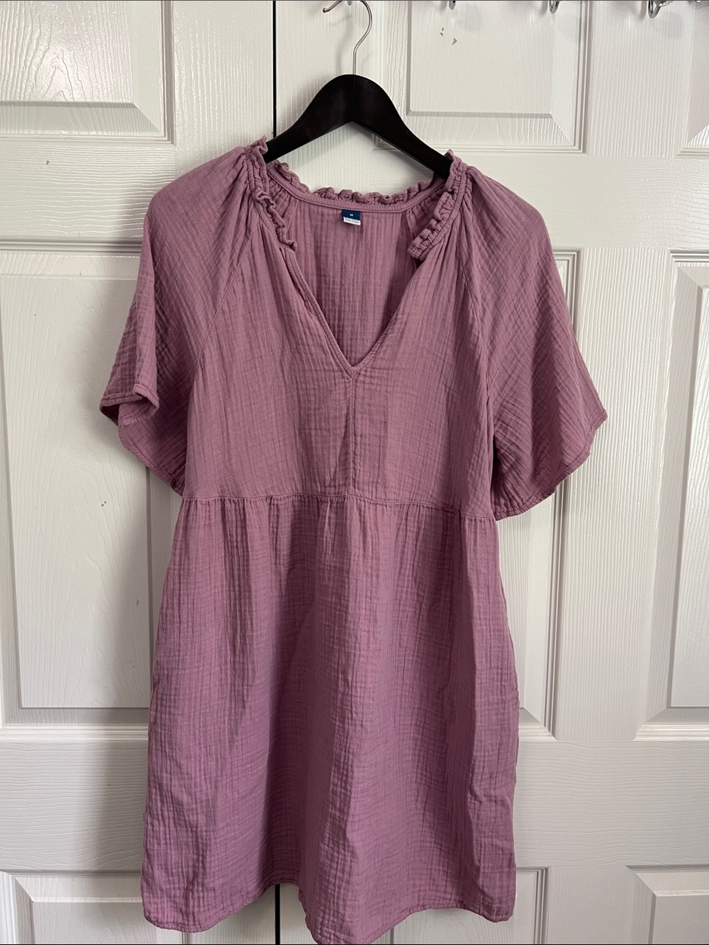 Old Navy Mauve Pink V-Neck Gauze Tunic with pockets